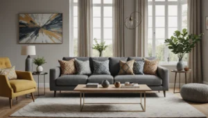 coussins pour canapé gris
